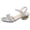 Silver, variant on Women's Low Block Chunky Heels Sparkly Rhinestones Open Toe Ankle Strap Sandals Fashion Dress Pumps Shoes for Party Wedding Silver Size 7