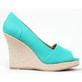 thumbnail image 2 of Qupid TALEN-265 Designer Inspired Peep Toe Canvas Wedge Heel Sandals, 2 of 4