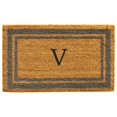 thumbnail image 1 of Calloway Mills 153022436V 24 x 36 in. Periwinkle Border Monogram Rectangular Doormat, Natural - Letter V, 1 of 1