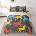 thumbnail image 2 of Castle Fairy Galloping Horse Bedding Comforter Set,Red Blue Yellow Full Bedding Set, 2 of 8