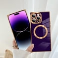 thumbnail image 3 of Case for iPhone 14 Pro Max Cute Plating Case[Compatible with Magsafe] for Women Girls Soft TPU Shockproof Camera Protection Electroplate Bumper Cover for iPhone 14 Pro Max 6.7"- Purple, 3 of 11