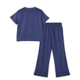 thumbnail image 3 of Abcomgle Girls Lounge Sets Size 10-12 Girls 2 Piece Outfits Solid Short Sleeve T-Shirts and Wide Leg Pants Set Cute Preppy Summer Sets for Girls,4-5 Years, 3 of 4