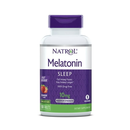 Natrol Melatonin Fast Dissolve Tablets, Strawberry flavor, 10mg, 100