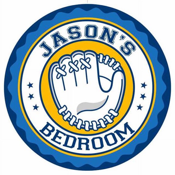 JASON'S Baseball Glove Bedroom 14" Round Metal Sign Boys Room 100140029056