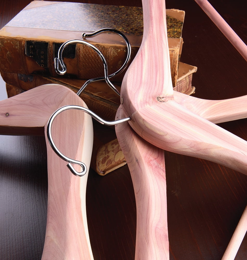 INTERNATIONAL HANGER Unfinished Contoured Cedar Suit Hanger with 2 inch Shoulders, 24 Pack
