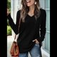 thumbnail image 4 of Blusas de Larga para Mujer, Camisetas con Cuello en V, Suéteres Tipo Túnica Ligeros, Moda Negro XL, 4 of 9