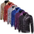 thumbnail image 5 of SUNSIOM Mens Casual Sequin Jacket, Long Sleeve Collared Zip Up Slim Overcoat, 5 of 5