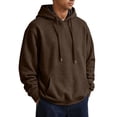 thumbnail image 5 of Fleece Men Hoodies Blank Thick Fall Sweatshirt for Men Ribbed Cuffs Drawstring Hood with Pocket Brown XL, 5 of 6