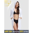 thumbnail image 6 of Women's UPF 50+ Sun Protection Swim Cover Up Long Sleeve SPF UV Hoodie Jacket, Lightweight Beach Rash Guard Shirts White 2XL, 6 of 7