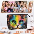 thumbnail image 6 of Makeup Bag Small Toilet Cosmetic Bags Travel Makeup Case Waterproof for Women Girls 6.7X9.45inches - Exquisite Paint - Splattered Cat, 6 of 7