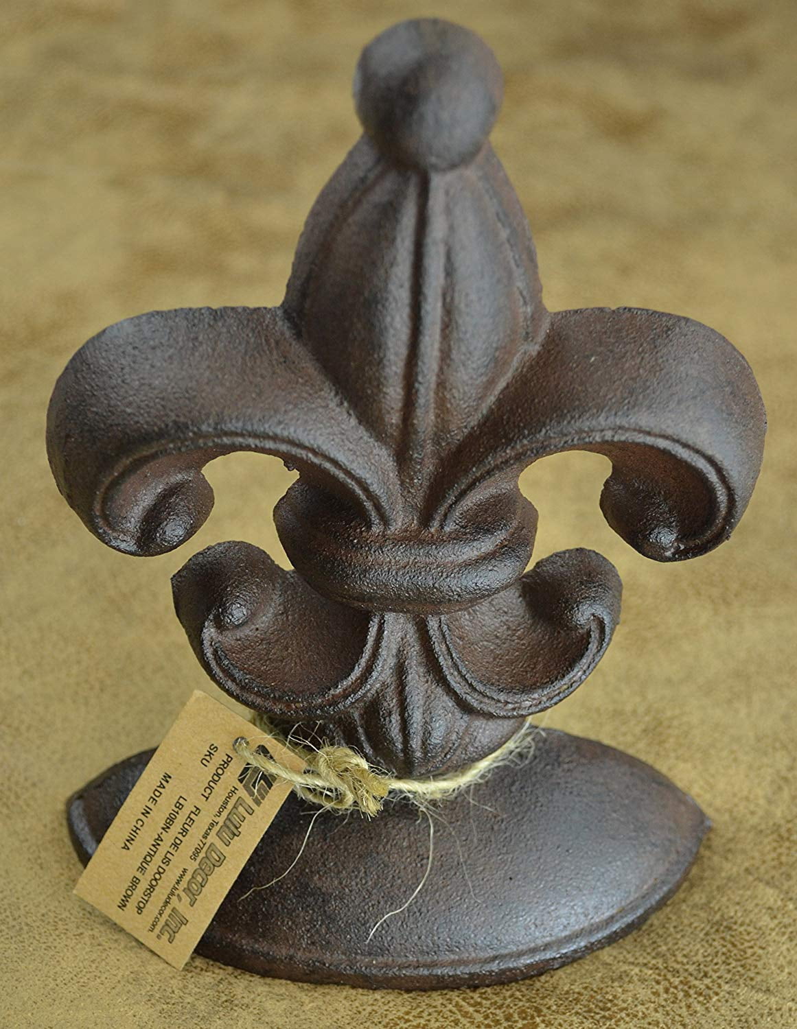 Lulu Decor, Cast Iron Fleur De Lis Door Stop, 2 Lbs, Door Stopper (Brown)