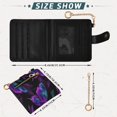thumbnail image 3 of Small Wallet For Women Bifold Leather Pocket Coin Credit Card Holder With RFID Blocking Neon Purple and Blue Butterflies, 3 of 6