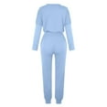 thumbnail image 5 of BLOCLOALO 2 Piece Lounge Set Pullover Crewneck Sweater Women's Outfit Crewneck Pullover Tops and Long Pants Sweatsuits Long Sleeve Tops Sweatpants and Sweatshirt Set Lounge Outfit Light Blue 3Xl, 5 of 5