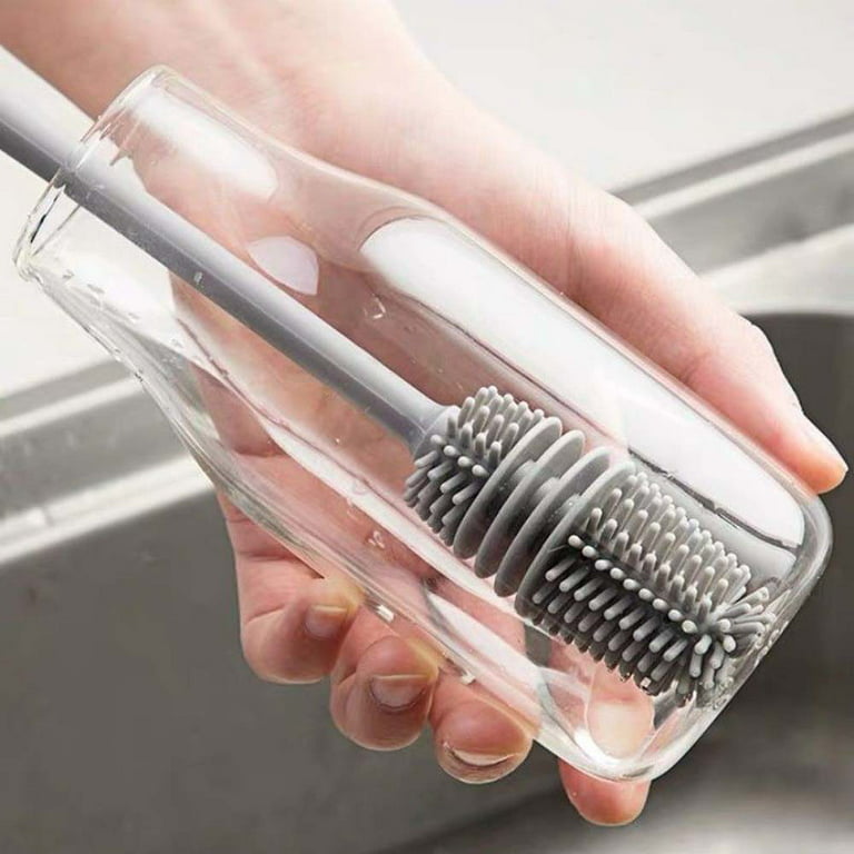 Silicone Bottle Brush Cup Scrubber Glass & Bottle Cleaner Kitchen Cleaning  Tool