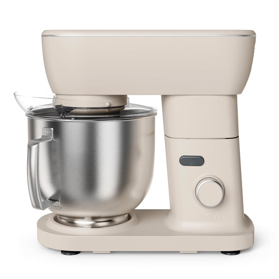 bella Stir 5.3 QT Tilt-Head Stand Mixer with Dough Hook, Flat Beater, Whisk & Splash Guard, Oatmilk