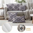 thumbnail image 6 of Purple Boho Outdoor Waterproof Pillow Covers, Farmhouse Vintage Ethnic Flowers Pattern Decorative Square Throw Pillowcase Sofa Cushion Sham for Patio/Couch/Chair, 20"x20" 2 Pack, 6 of 8