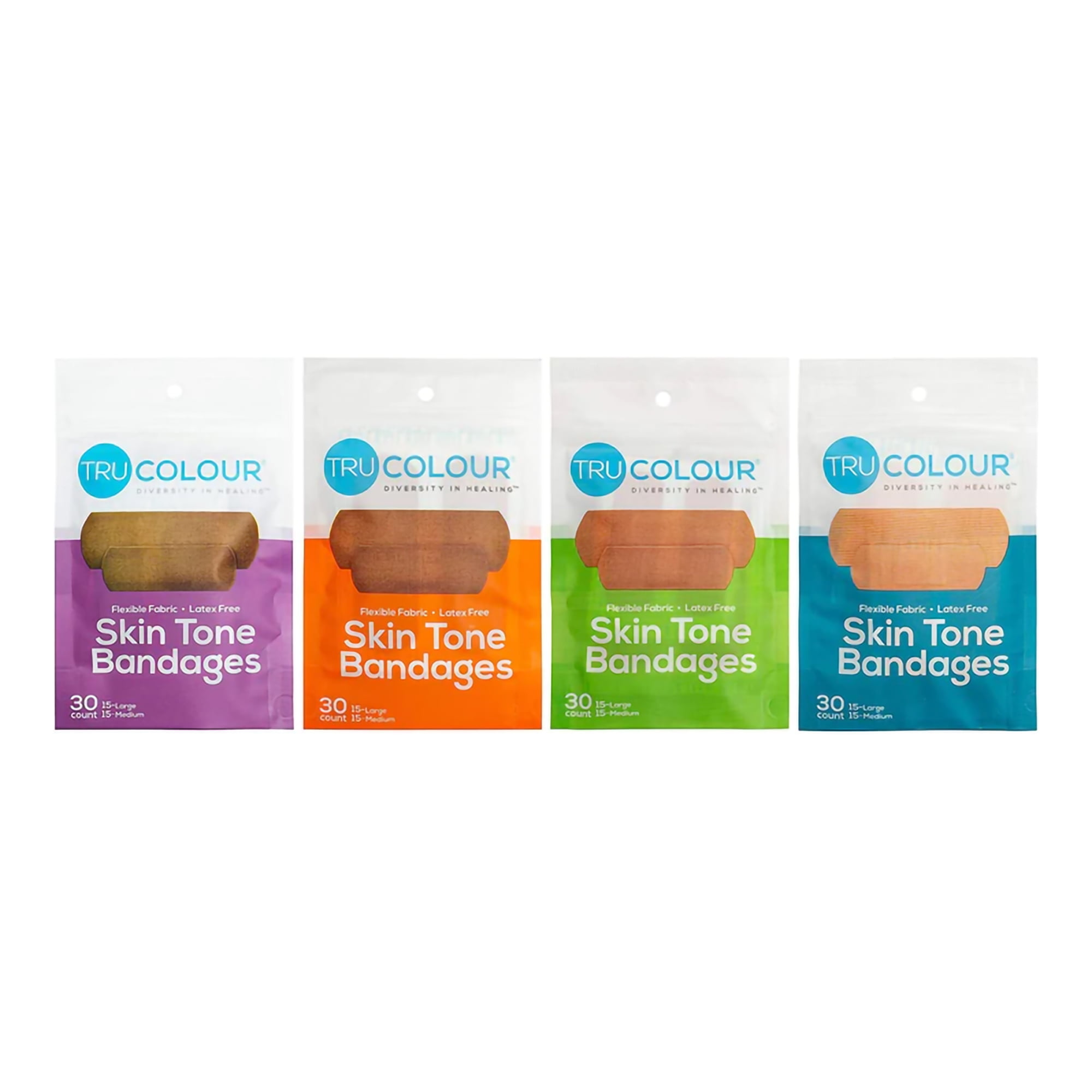 TruColour Skin Tone Bandages Variety Pack, LatexFree Adhesive Bandage