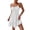 White, variant on Busydd Summer Dresses for Women Fashion Ruched Spaghetti Straps Sun Dresses Women Solid Color Sleeveless Square Neck Mini Dress L