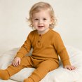 thumbnail image 2 of Jalioing Infant Baby Long Sleeve Romper Solid Color Jumpsuit Comfy Cute Cotton Bodysuit Fall Winter Outfits 0-24 Months, 2 of 8