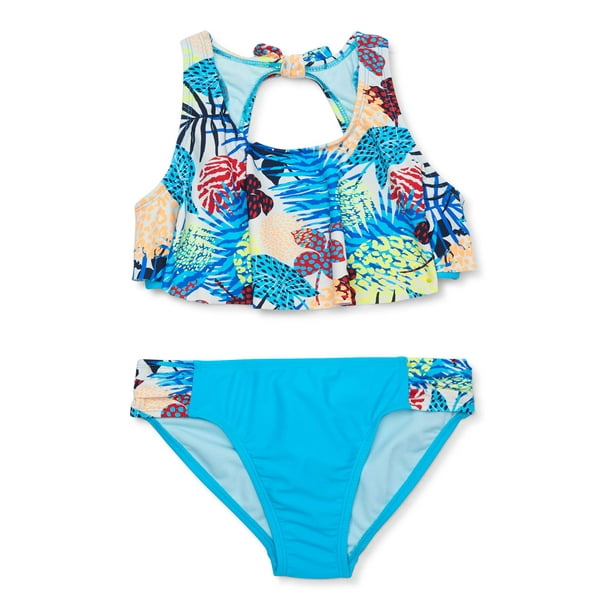 Wonder Nation - Wonder Nation Girls Tropical Flounce Bikini Swimsuit ...