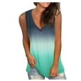 thumbnail image 6 of Chiccall Womens Summer Tops Loose Fit Gradient V Neck Tank Tops Casual Sleeveless Tunic T-Shirt Blouse, 6 of 7