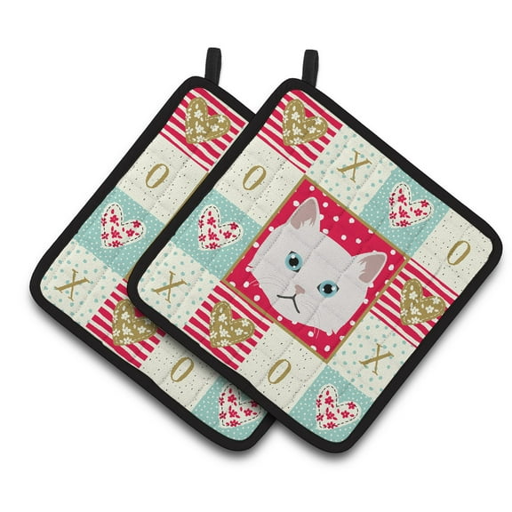 Carolines Treasures CK5135PTHD Napoleon Cat Love Pair of Pot Holders, 7.5HX7.5W, multicolor
