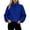 Blue, variant on Winter Womens Sweatshirts Fleece Solid Color Casual Fashionable Crew Neck Quarter Zipper Long Sleeved Pullover Tops