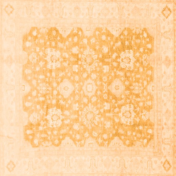 Ahgly Company Indoor Square Oriental Orange Traditional Area Rugs, 7' Square