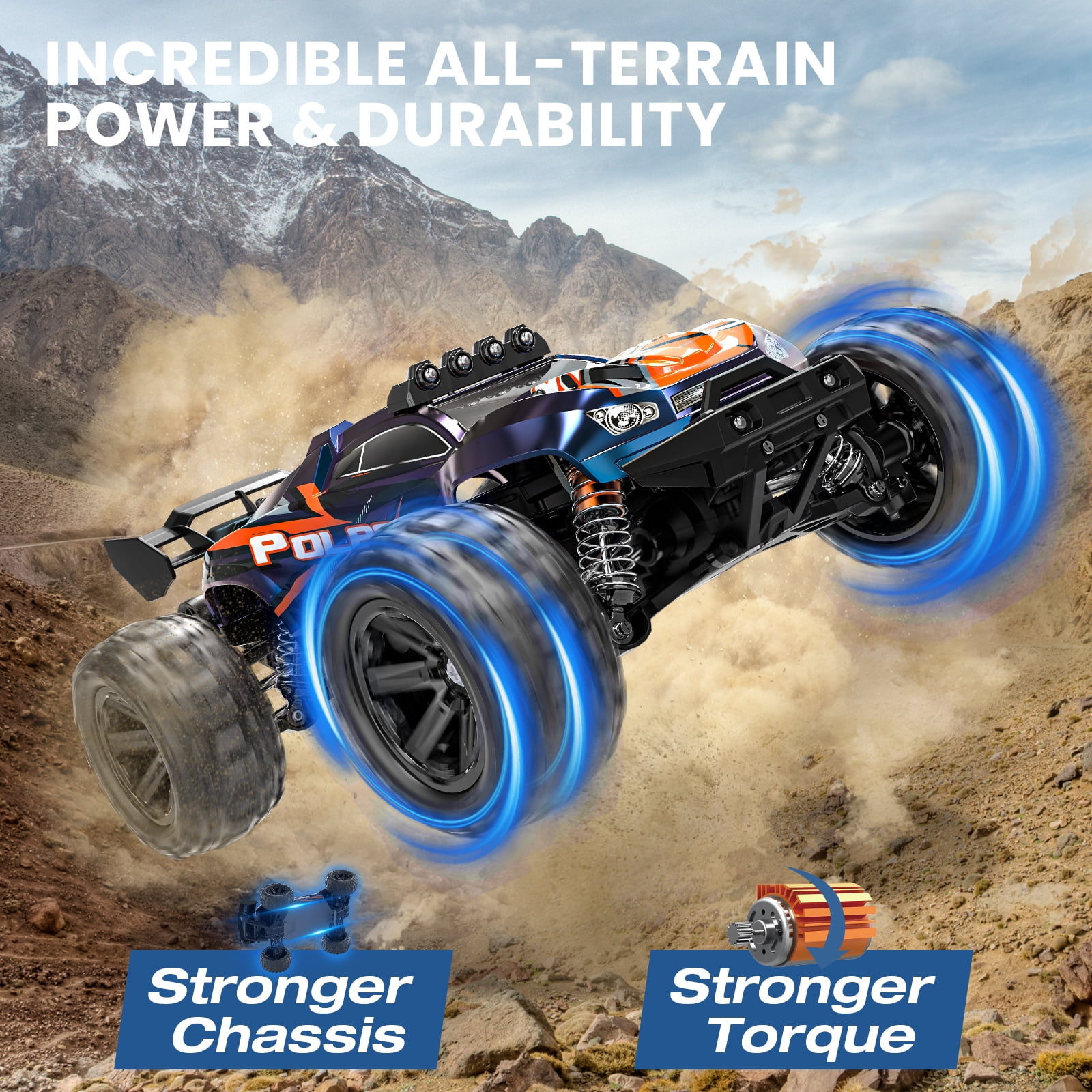 AUOSHI 1:14 Fast RC Toy Car,40+MPH Remote Control Off-Road Truck with Full Metal Drivetrain, 4WD All-Terrain, 2 Batteries, 70 Min Runtime, LED Lights, Waterproof – Great Gift for Kids, Teens & Adults