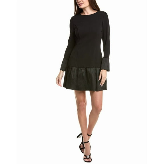 Adrianna Papell womens  Crepe & Taffeta Midi Dress, 12, Black