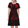thumbnail image 1 of Disketp Red Gothic Skeleton Throne para Vestido de Manga Corta para Mujeres, Vestidos de Verano para Mujeres, Casual y Holgado para la Playa, 1 of 6