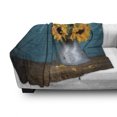thumbnail image 3 of Rustic Wood Soft Flannel Fleece Blanket, Flowers in Antique Vase on Teal Toned Background Retro Style Photography Print, Cozy Plush for Indoor and Outdoor Use, 50" x 70", Multicolor, by Ambesonne, 3 of 6