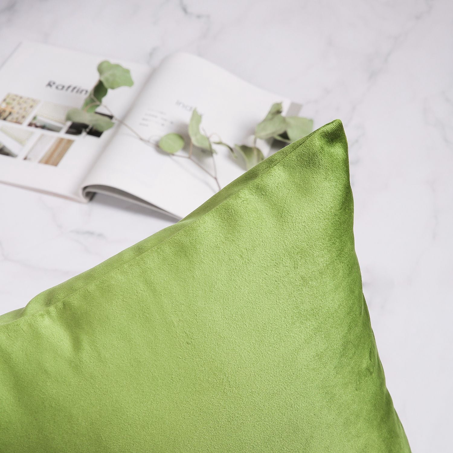 Phantoscope Silky Velvet Decorative Throw Pillow, 20 x 20 in, Light Green, 1 Pack