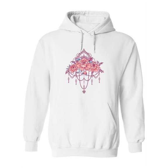 Cute Peonies In Mehndi Style Hoodie Women -Image by Shutterstock, Female 5X-Large