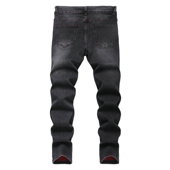 RMGVDSD Boys Distressed Jeans High Street Fashion Stretch Jeans Slim Fit Denim Pants For Kids Comfortable Ripped Denim Trousers Relaxed Pants Workwear