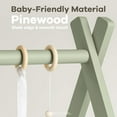 thumbnail image 6 of Comfy Cubs Baby Play Gym Set, Wooden Hanging Bar with Gym Toys, Foldable for Infants, Sage, 6 of 9