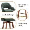 thumbnail image 6 of AFO 26" Upholstered Counter Height Bar Stools Set of 2, Modern Swivel Bar Stool with Armrests & Solid Wood Legs, Mid Century Barstool Island Chairs for Kitchen Island Dining Room, Green, 6 of 12