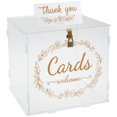 thumbnail image 3 of Acrylic Card Box Clear Wedding Box with Lock and Slot Sturdy Transparent Money Box Holder Decorative Gift Card Envelop Collection Box with Thank You Sign for Wedding Party (Gold), 3 of 10