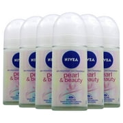 (Pack of 6 Bottles) Ni vea PEARL & BEAUTY Women's Roll-On Antiper spirant & Deod orant. 48-Hour Protection Against Underarm Wetness. (Pack of 6 Bottles, 1.7oz / 50ml Each Bottle)