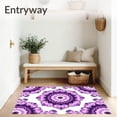 thumbnail image 3 of ODIKA 4'x6' Machine Washable Non-Slip Area Rug, Enchanted Garden Medallion Vintage Distressed Floral Motif High Traffic Rug, Purple, 564916, 3 of 7