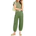 thumbnail image 4 of Lucakuins - Conjunto de pantalones para mujer, camiseta de manga corta con cuello redondo y pantalones largos, atuendo de verano Lucakuins moda, 4 of 9
