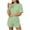 Green, variant on Tqcoqu Women's Eyelet Embroidery 2 Piece Outfit, Crew Neck Short Sleeve Top & Elastic Waist Split Hem Shorts, Breathable Summer Loungewear Pajama Set for Women,Green Women's M-XXL