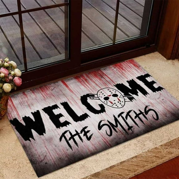 Horror Movie Welcome Halloween Doormat For Halloween Decor, Custom Family Name Halloween Doormat, Halloween Family Gift