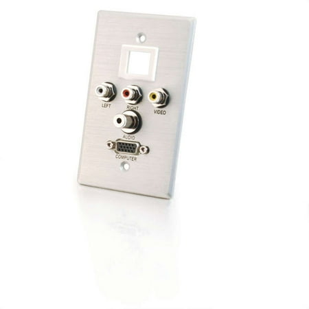 Single Gang Hd15 + 3.5Mm + Rca A/V + Keystone Wall Plate - Brushed Aluminum