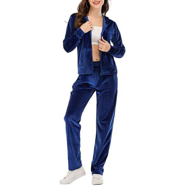 Velour Tracksuit for Women 2 Piece Outfit Hoodie and Pants Tracksuit ...