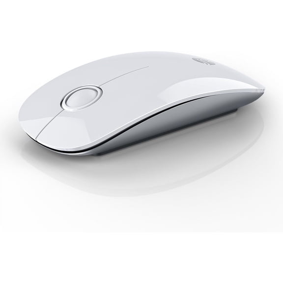 Bluetooth Wireless Mouse - (BT5.1 USB) Slim Dual Mode Computer Mice with Quiet Click, Low Power, and 1600 DPI, Portable Cordless for MacBook, Laptop, iPad Pro/Air, Chromebook (White)