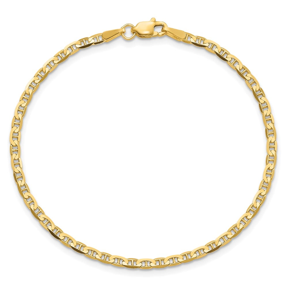Primal Gold 10 Karat Yellow Gold 2.4mm Flat Anchor Chain Bracelet