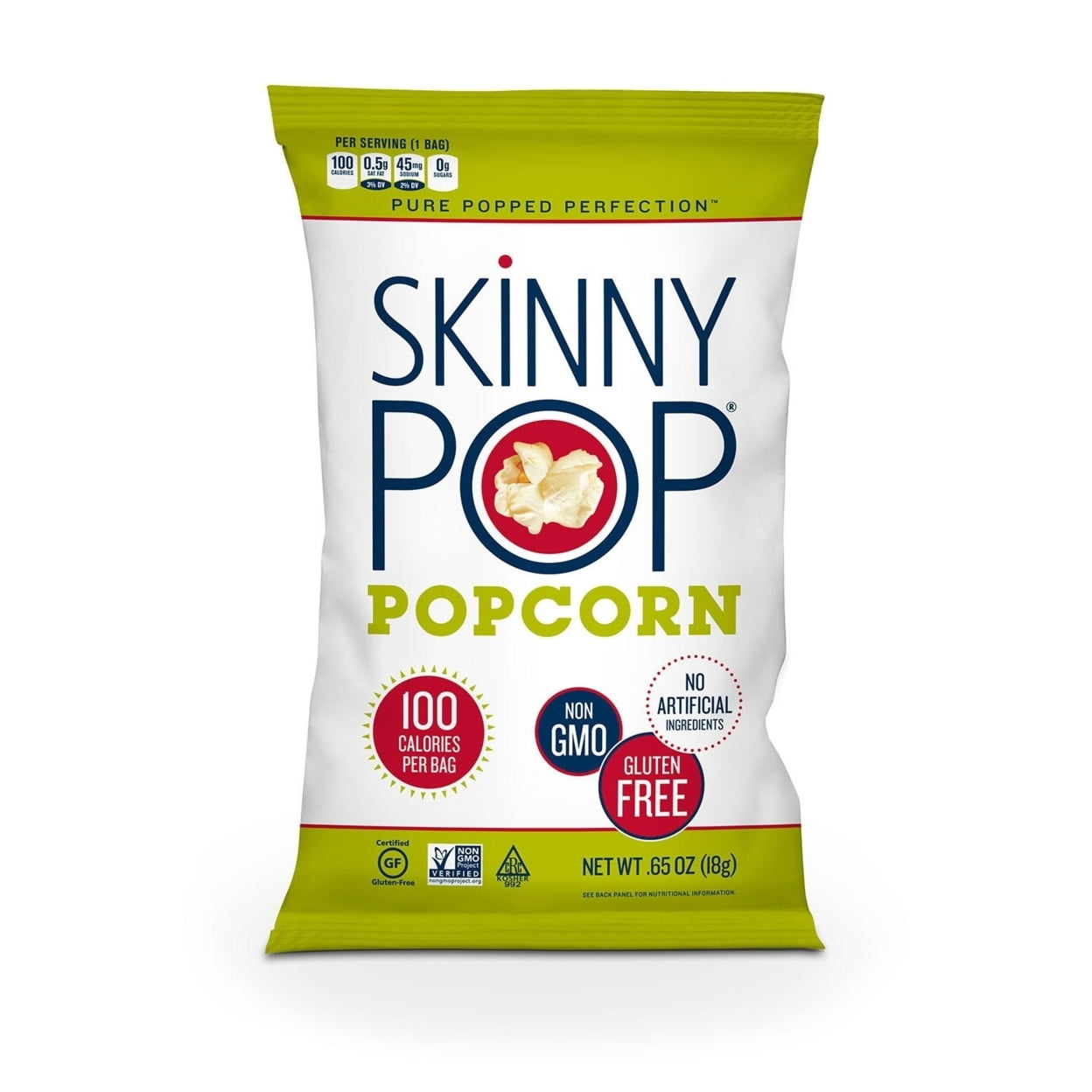 SkinnyPop Original Popcorn Snack Bags 0.65 Ounce (Pack of 28)
