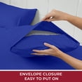 thumbnail image 6 of Mellanni 4-Piece Iconic Queen Bedsheet Set - Microfiber, 16" Deep Pocket, Cooling, Wrinkle, Fade, Stain Resistant, Quatrefoil Navy Blue, 6 of 7