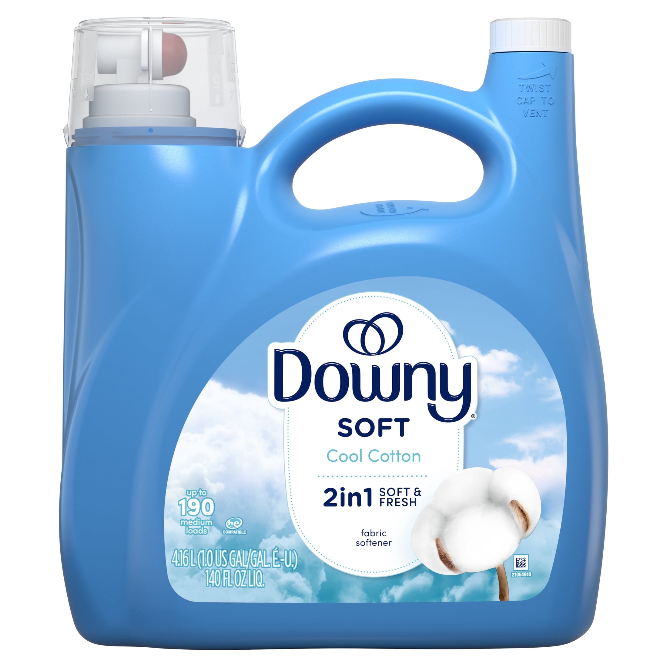 (4 pack) Downy Liquid Laundry Fabric Softener and Conditioner, Cool Cotton Scent, 140 fl oz, 190 Loads